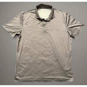 Grayson & Dunn Short Sleeve Golf Polo Shirt Geometric Stripe Silver Medium